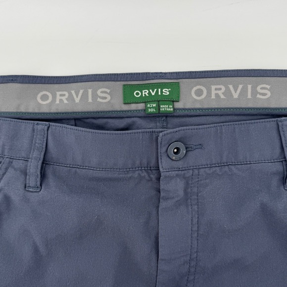 Orvis Chino Pants Mens 42x30 Navy Blue Straight Leg 5-Pocket Outdoor Utility - Picture 4 of 10